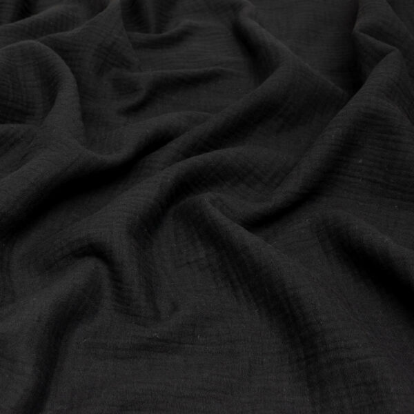 Organic Cotton Double Gauze Fabric in Black