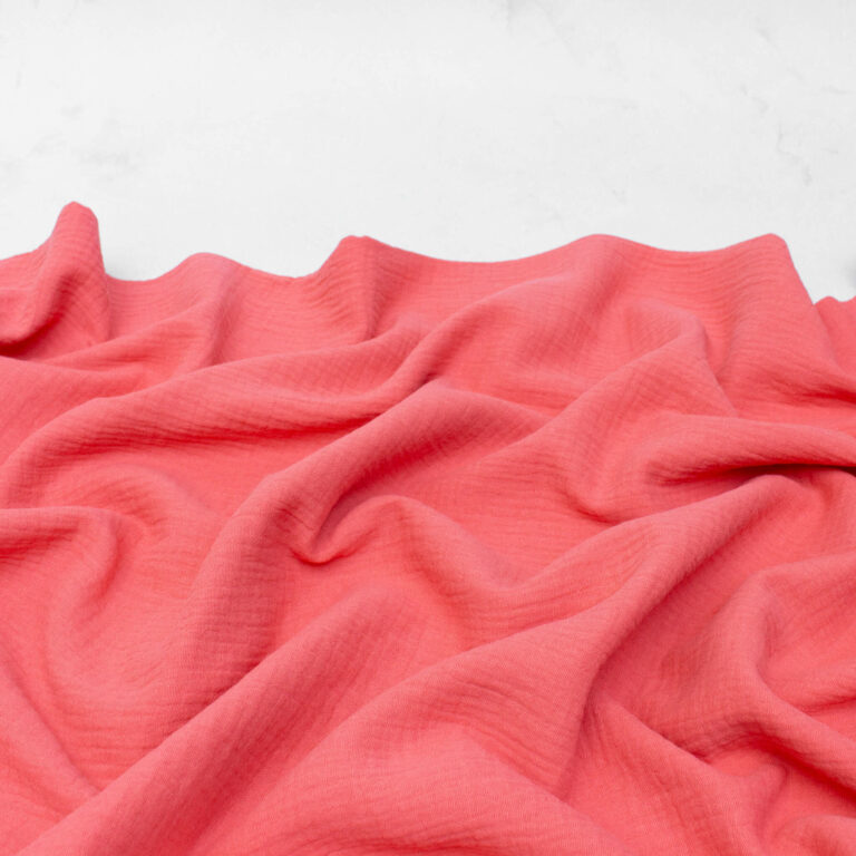 coral pink organic cotton double gauze fabric