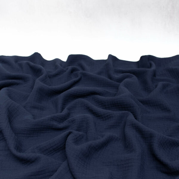 Organic Cotton Double Gauze Fabric in Dark Navy