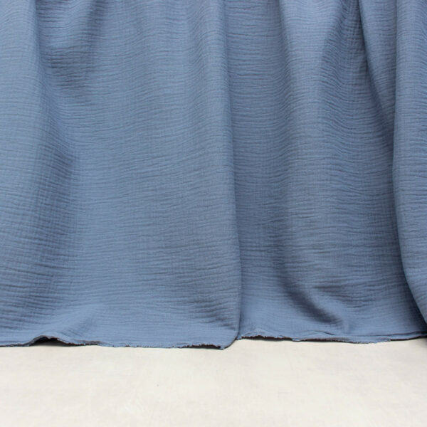 Organic Cotton Double Gauze Fabric in Stone Blue