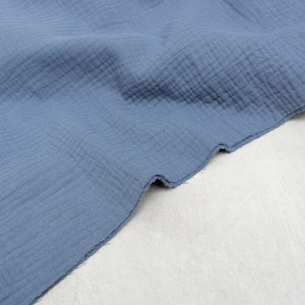 Organic Cotton Double Gauze Fabric in Stone Blue