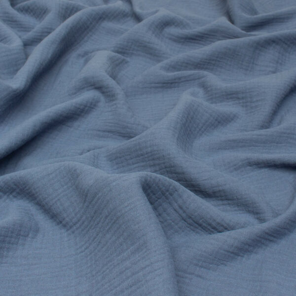 Organic Cotton Double Gauze Fabric in Stone Blue