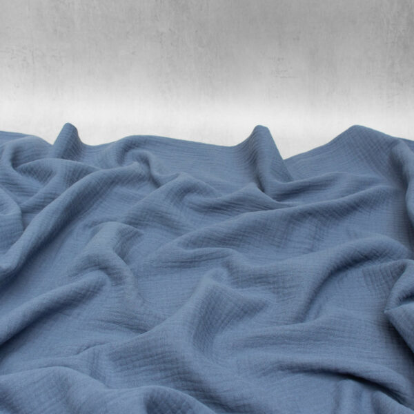 Organic Cotton Double Gauze Fabric in Stone Blue