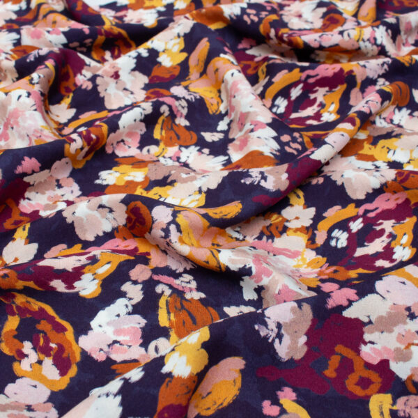 Eglantine et Zoe Viscose Poplin Fabric in Indigo Bella Print