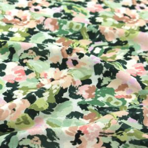 Eglantine et Zoe Viscose Poplin Fabric in Green Bella Print