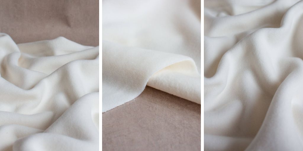 3 images of white organic cotton fleece