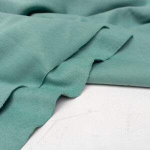 Organic Cotton Brushed Sweatshirt Fabric in Eucalyptus Green