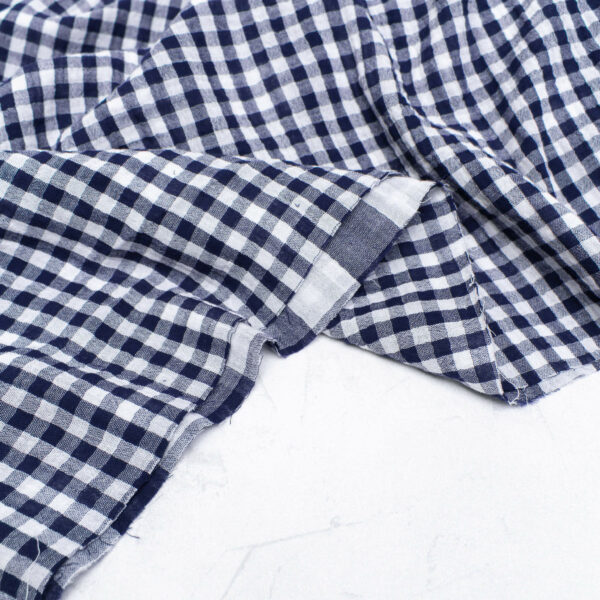 Double Sided Double Gauze Check Fabric in Navy