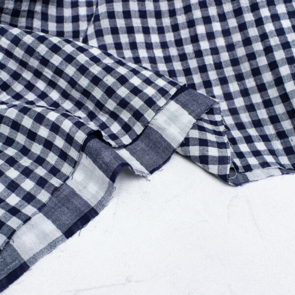 Double Sided Double Gauze Check Fabric in Navy