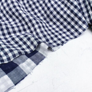 Double Sided Double Gauze Check Fabric in Navy