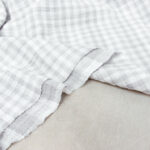 Double Sided Double Gauze Check Fabric in Silver Grey