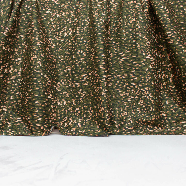 Animal Print Cotton Voile Fabric in Khaki Green