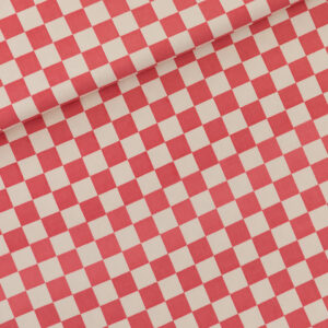 See You At Six Cotton Canvas Twill Fabric in Tea Rose Checkers