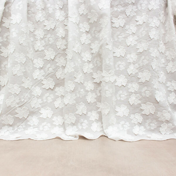 Organic Cotton Embroidered Fabric with Floral Applique