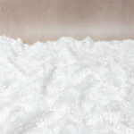 Organic Cotton Embroidered Fabric with Mimosa Applique