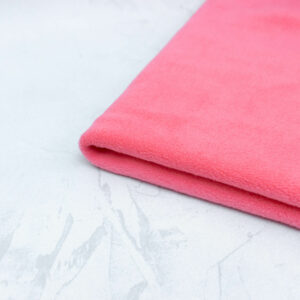 Cotton Sherpa Fleece Fabric in Coral Pink