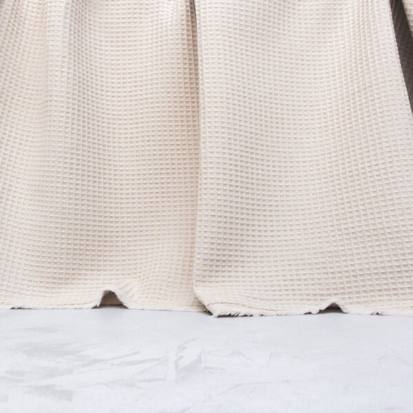 Cotton Waffle Fabric in Natural White with Speckles