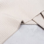 Cotton Waffle Fabric in Natural White with Speckles