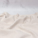 Cotton Waffle Fabric in Natural White with Speckles
