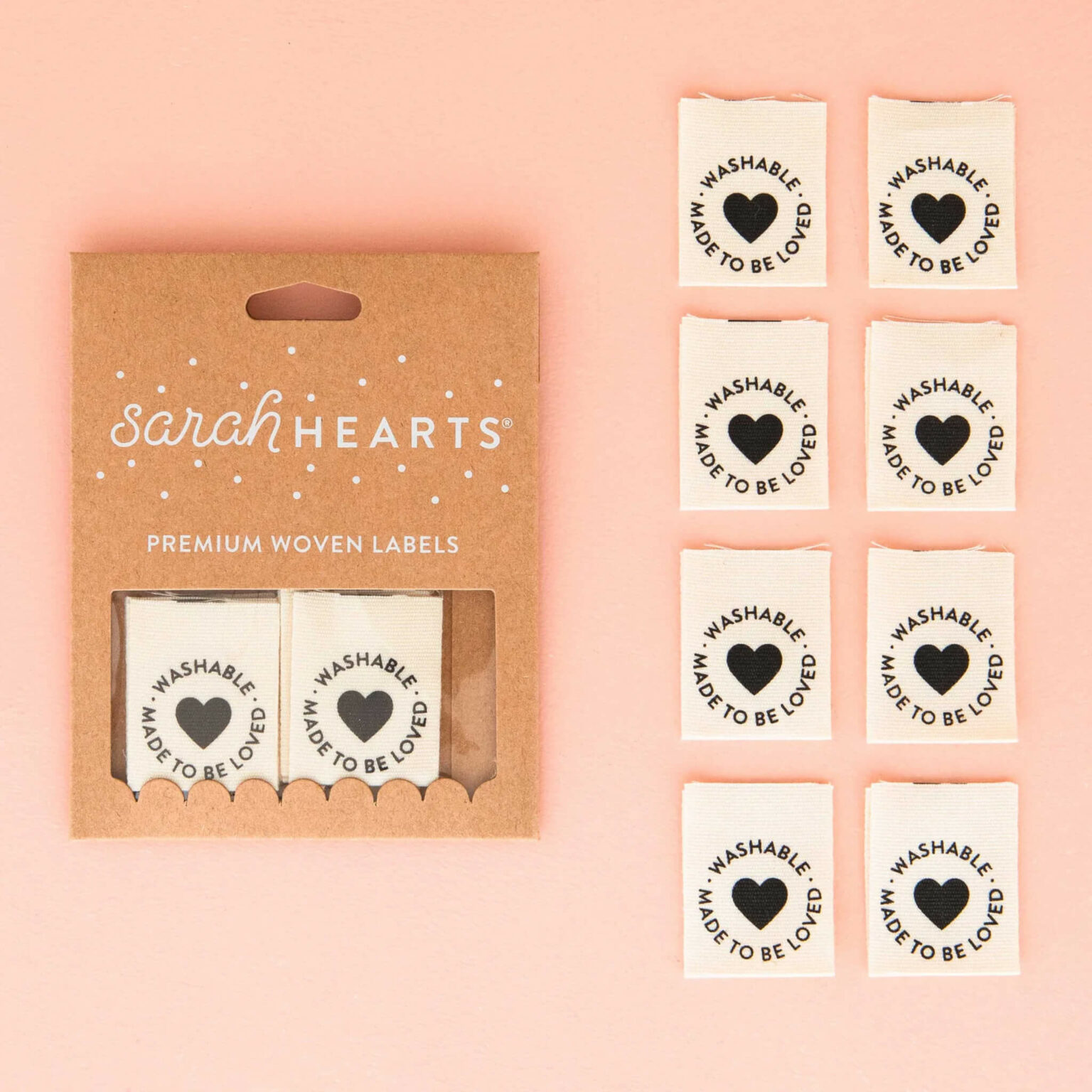 Sarah Hearts Organic Cotton Washable Sew-In Labels