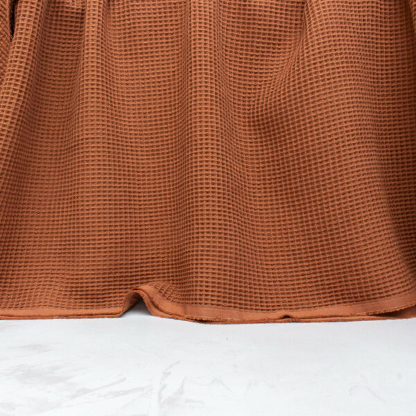 Cotton Waffle Fabric in Cinnamon Brown