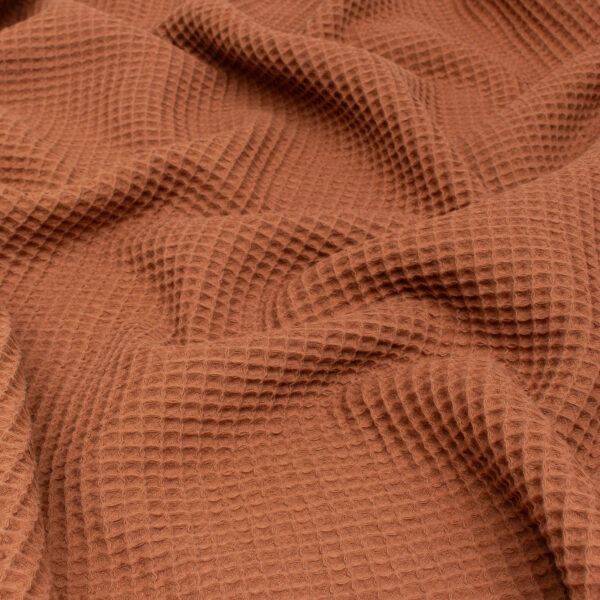 cotton waffle fabric in cinnamon brown