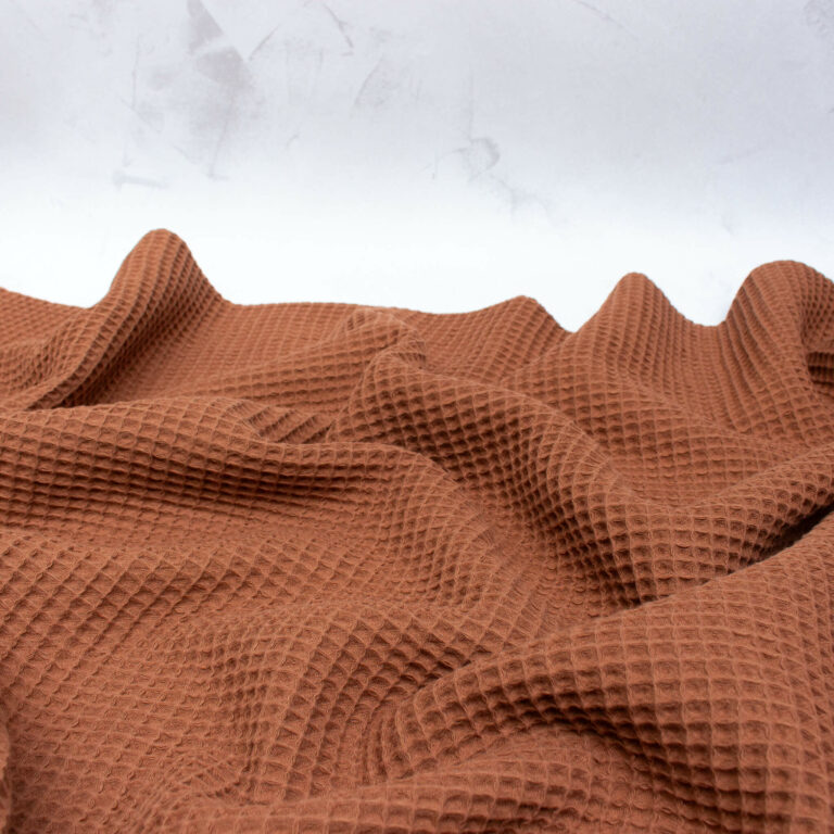 Cotton Waffle Fabric in Cinnamon Brown