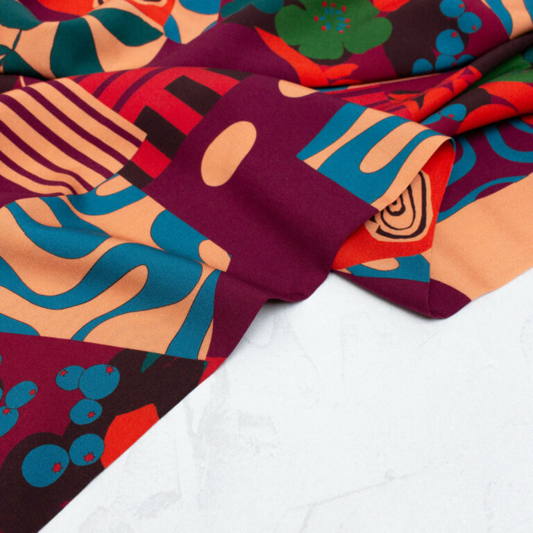 Atelier Jupe Patchwork Viscose Fabric in Red