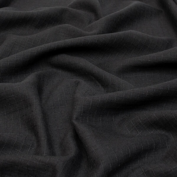 Sheer Cotton Dobby Check Fabric in Black