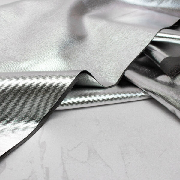 Metallic Cotton Twill Fabric in Silver