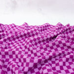 Double Sided Double Gauze Fabric in Mulberry Pink Checkers