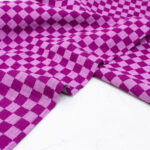 Double Sided Double Gauze Fabric in Mulberry Pink Checkers