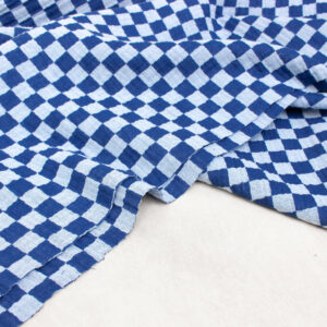 Double Sided Double Gauze Fabric in Navy Blue Checkers