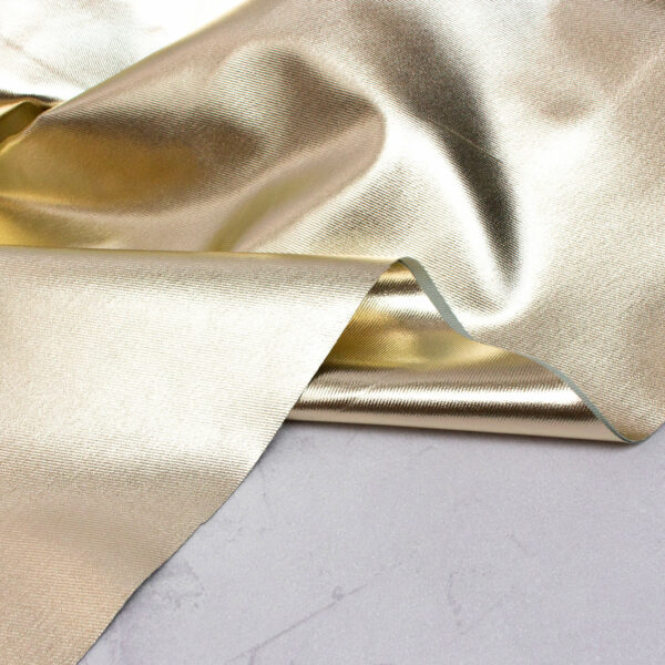 Metallic Cotton Twill Fabric in Gold