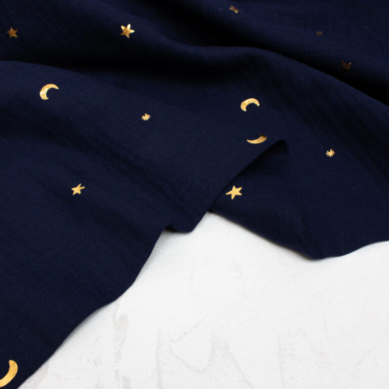 Starry Night Double Gauze Fabric in Midnight