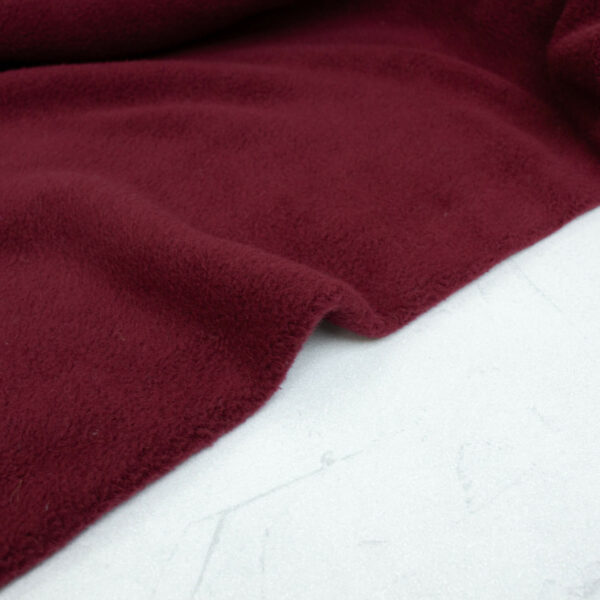 Cotton Sherpa Fleece Fabric in Burgundy Red