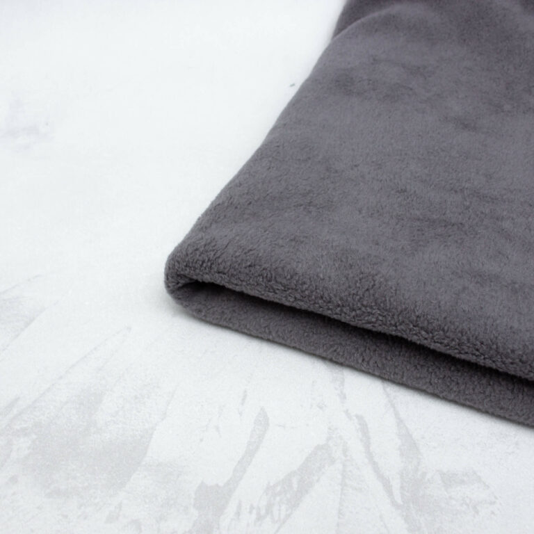 Cotton Sherpa Fleece Fabric in Charcoal Grey