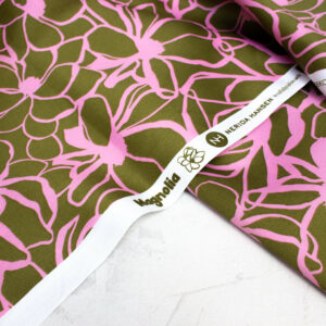 Nerida Hansen Cotton Sateen Fabric in Moss Green Magnolia