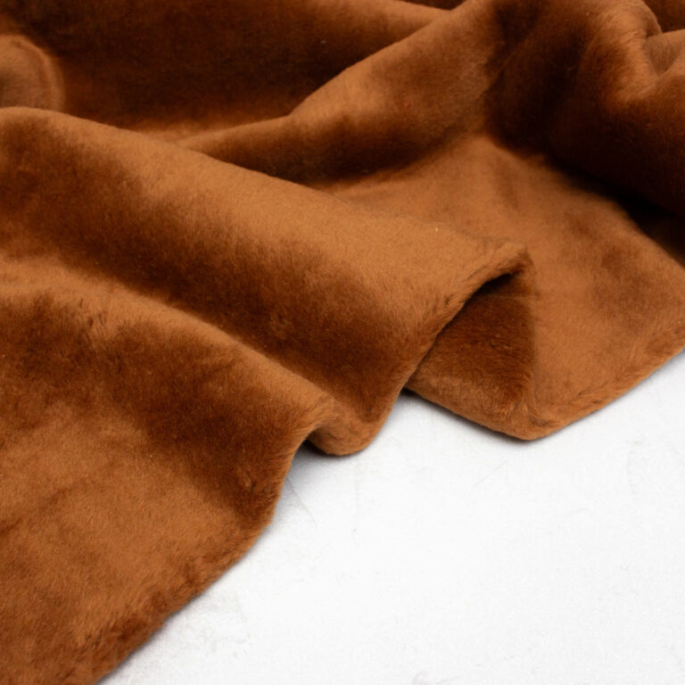 Organic Cotton Plush Fabric in Toffee Brown