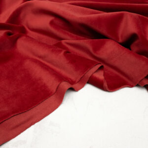 Organic Cotton Velour Fabric in Christmas Red