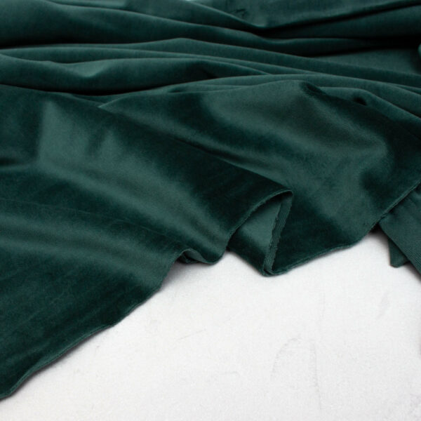 Organic Cotton Velour Fabric in Dark Green