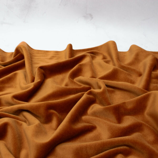 Organic Cotton Velour Fabric in Gingerbread