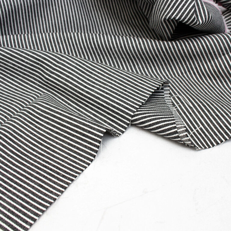 Yarn Dyed Cotton Denim Fabric in Anthracite Stripe