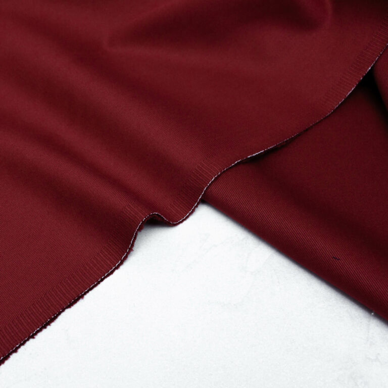 Cotton Gabardine Twill Fabric in Bordeaux Red