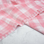 Double Sided Double Gauze Check Fabric in Blossom Pink