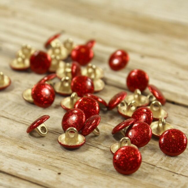 Eglantine et Zoe 10mm Shiny Button in Bright Red