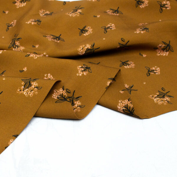 Lise Tailor Viscose Fabric in Mustard Floreale Print