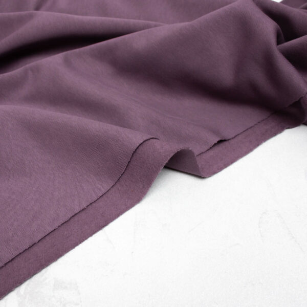 Extra Wide Organic Cotton Brushed Sweatshirt Fabric in Purple Fig