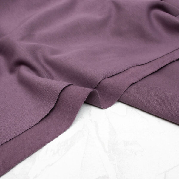 Extra Wide Organic Cotton Brushed Sweatshirt Fabric in Purple Fig