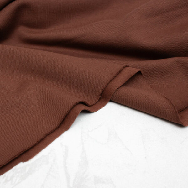 Extra Wide Organic Cotton Brushed Sweatshirt Fabric in Cinnamon Brown